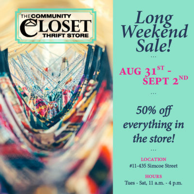 Long Weekend Sale @ Community Closet Thrift Store